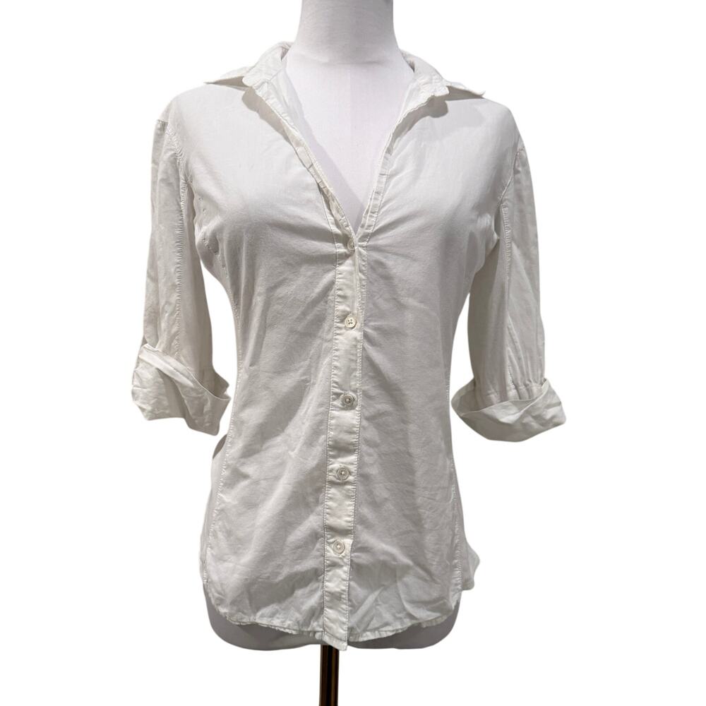 Standard James Perse Fitted White Button Down Shirt 2 Quiet Luxury Office Chic